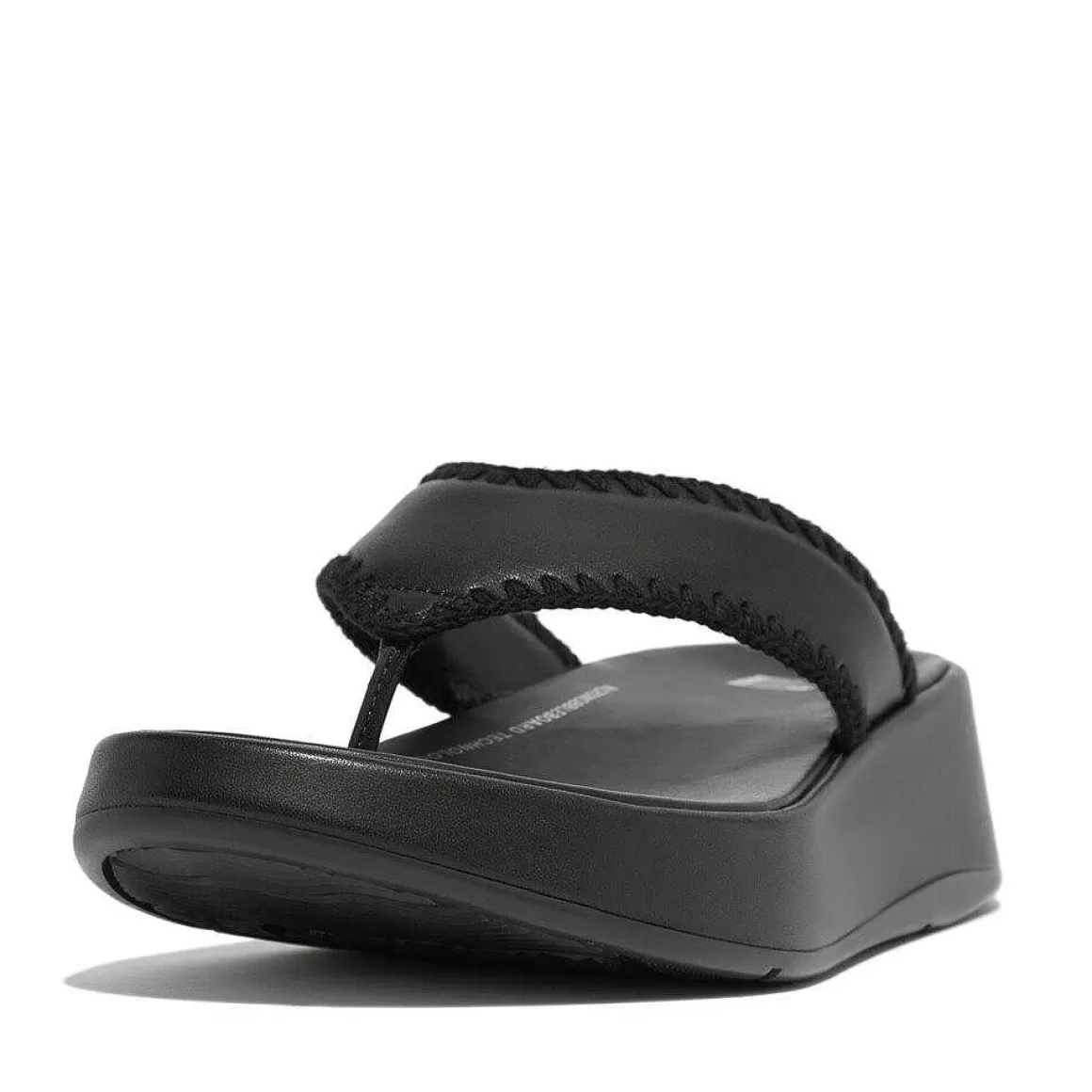 Fitflop F-Mode Haeklet Stitch Laeder Flatform Toe-Post Sandaler*Kvinder Sandaler Med Tåstolpe